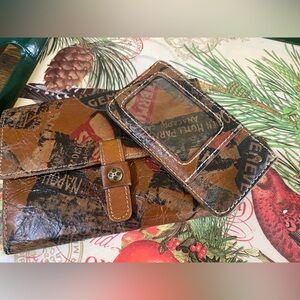 Patricia Nash Vintage Old World map print Leather wallet and Card ID Holder